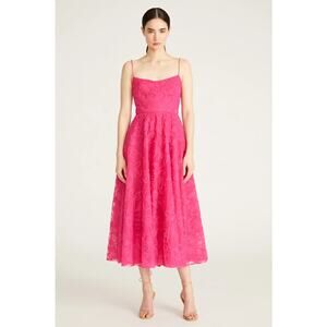 NWT $495‎ Monique Lhuillier Women's Romantic Fairy Tulle Midi Dress Size 14 Pink